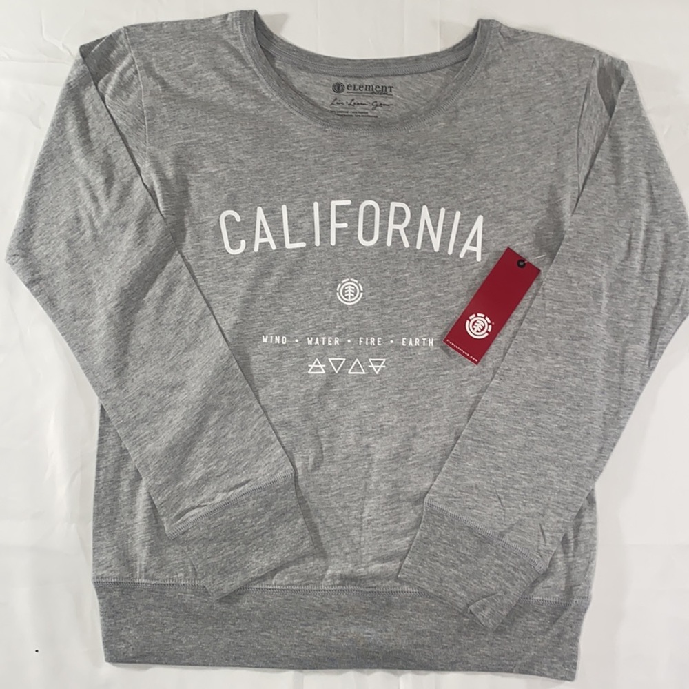 Element Eden Women’s Grey Long Sleeve Shirt Cotton Blend Size Small NWT